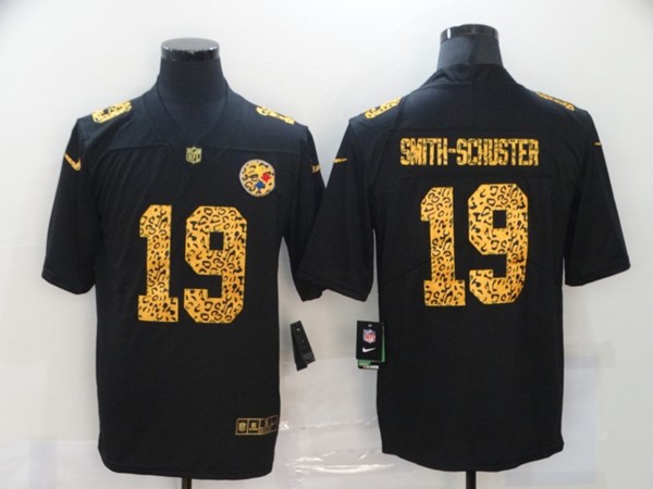 Men's Pittsburgh Steelers #19 JuJu Smith-Schuster 2020 Black Leopard Print Fashion Limited Stitched Jersey